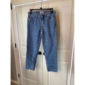 Tommy Hilfiger logo embroidered raw hem vintage jeans